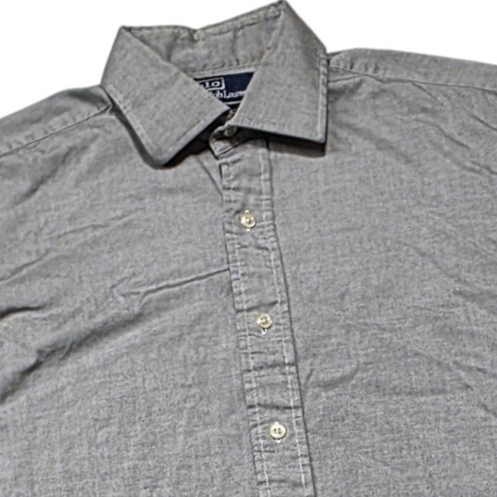 Polo Ralph Lauren Philip Shirt Mens 15.5 Gray Cotton Pinpoint Oxford Long Sleeve